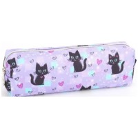 Пенал 1від., б/н,на блиск. фіолетовий №KJ4020/Мандарин/(48)