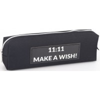 Пенал 1від., б/н,на блиск. "11:11 Make a Wish!" чорний 1 №KJ4053/Мандарин/(48)