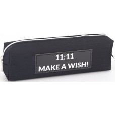 Пенал 1від., б/н,на блиск. "11:11 Make a Wish!" чорний 1 №KJ4053/Мандарин/(48)