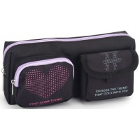 Пенал 1від.,2карм. б/н,на блиск. чорно/фіолетовий №KJ4076/Мандарин/(30)