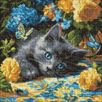 Набір з алмазною мозаїкою "Кошеня блакитнооке" 40х40см №AMO8340/Ідейка/