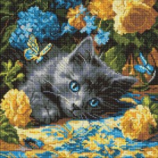 Набір з алмазною мозаїкою "Кошеня блакитнооке" 40х40см №AMO8340/Ідейка/