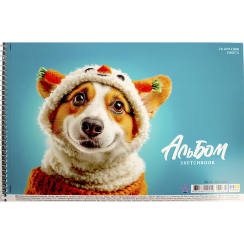 Альбом для малюв. на пруж. 20/100 А4 "Star" №PB-SC-020-8567/Школярик/(9)(108)