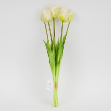 Букет тюльпанів латекс 5 бутонів, біло-зелений 49см №2026-005/white