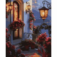 Картини по номерах "Santi" Квіти на балконі 40х50см, LED підсвітка №956656