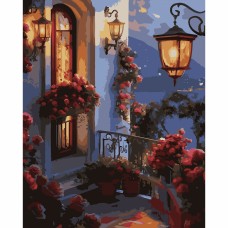 Картини по номерах "Santi" Квіти на балконі 40х50см, LED підсвітка №956656