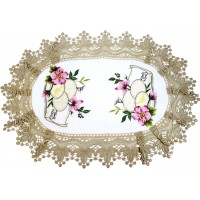 Великодня серветка "Христос Воскрес,крашанки з квітами" овал. 48х31см коричн. №43275(12)