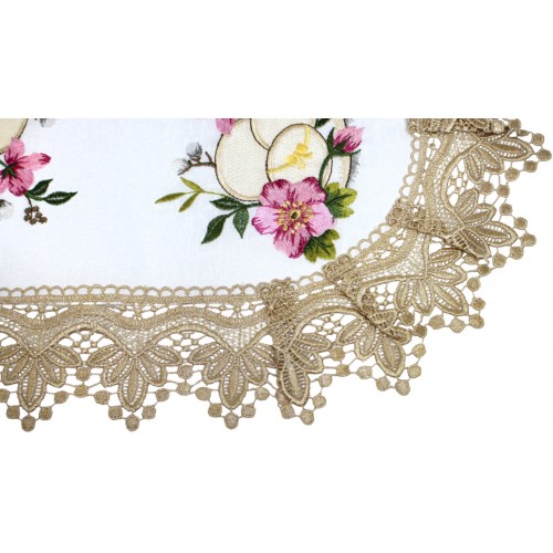 Великодня серветка "Христос Воскрес,крашанки з квітами" овал. 48х31см коричн. №43275(12)