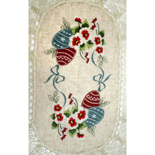 Великодня серветка "Крашанки з квітами" овальн. 62х44см №2520