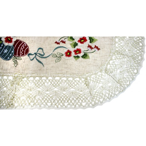 Великодня серветка "Крашанки з квітами" овальн. 62х44см №2520