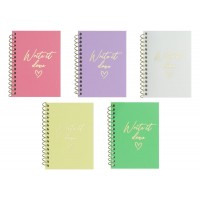 Блокнот пруж. бок. А7 60арк. кліт. пласт. асорті №O69175/Optima/(5)(80)