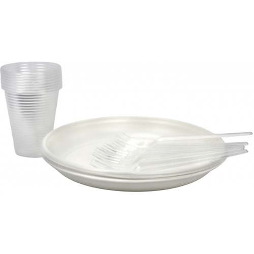 Набір пласт. одноразового посуду на 6 персон (тарілка+виделка+стакан)