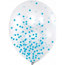 Набір кульок повітр. латексних "Maxi" 6шт  з блакитним конфетті №MX630005.01(1)(24)