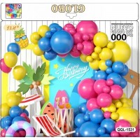 Набір кульок повітр. для фотозони "Синій,фуксія,жовтий" №QQL-1531(10)