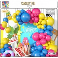 Набір кульок повітр. для фотозони "Синій,фуксія,жовтий" №QQL-1531(10)