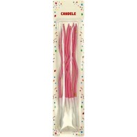 Свічка в торт 6шт+6підсв. "Спіральні" в золоту крапку рожеві(100)