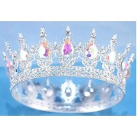 Корона метал. з піками,срібло з білим камінням 12,5х5,5см №15452