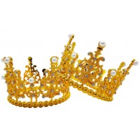 Корона пластм. золото з білим камінням 10х7,5см №15453