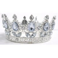 Корона метал. з піками,срібло з білим камінням 8х4,5см №16596