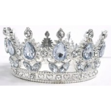 Корона метал. з піками,срібло з білим камінням 8х4,5см №16596