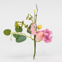 Гілка декор. "Великодній кролик рожевий з крашанками" 24см №5107-025