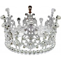 Корона пластм. срібло з білим камінням 10х7,5см №15454