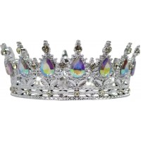 Корона пластм. з піками срібло з білим камінням 12,5х5,5см №16591