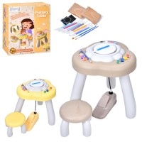 Набір для творч. гончарне коло (механічний),стіл,стільчик,глина,фарби,інструмент №8821(10)