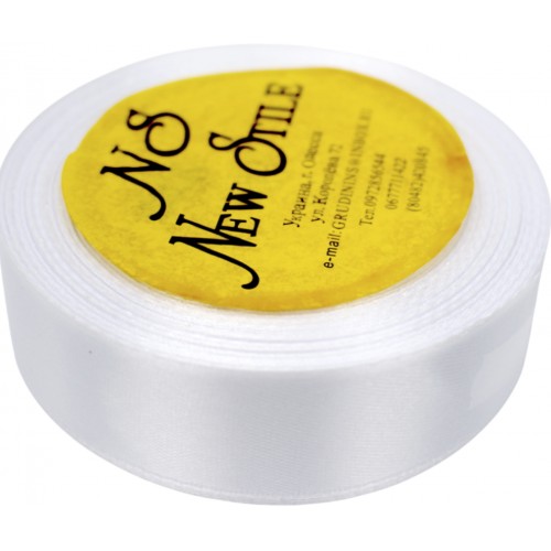 Стрічка атлас "Sindtex" 2,5смх23м біла №АЛ2-001