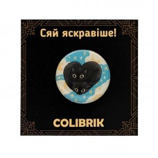 Значок пін "Котяче серце чорне" №480240