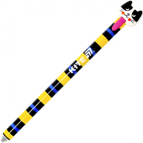 Ручка авт. гел. "Kite" №К25-027 Cats "пиши-стирай" синя(36)