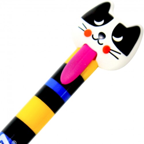 Ручка авт. гел. "Kite" №К25-027 Cats "пиши-стирай" синя(36)
