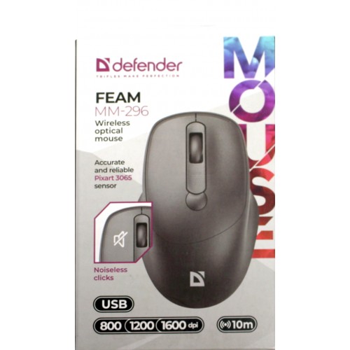 Мишка BT Defender Feam MM-0296 "безшумна" (1600dpi) black