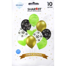 Набір кульок повітр. латексних 12"/30см "Happy Birthday,футбол" 10шт/Sharoff/