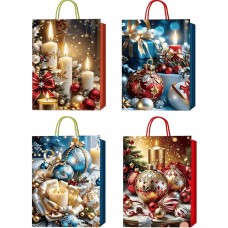 Пакет подарунковий "Buromax" 18х23х8см Новий Рік тиснення фольгою BM.2000124(12)