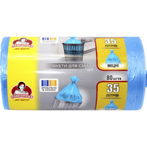 Пакети для сміття "Помічниця" 35л 80шт HDPE кольорові №6950(24)
