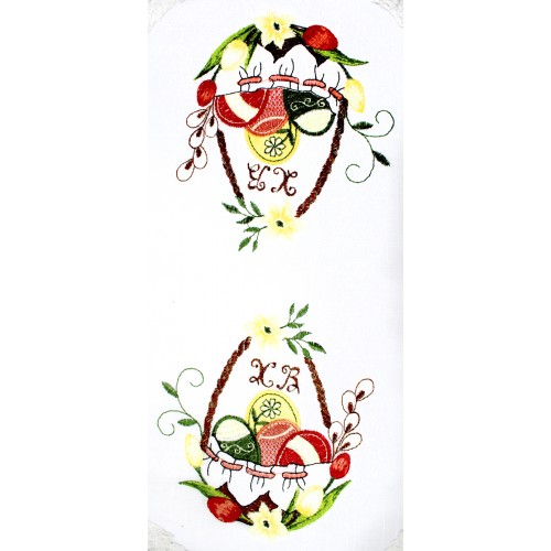 Великодня серветка "Христос Воскрес,крашанки в кошику" овальн. 62х44см №2507