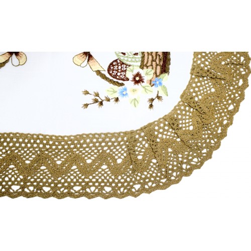 Великодня серветка "Крашанки  в кошику" овальн. 62х44см коричн . обідок №43267