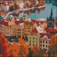 Алмазна мозаїка "Strateg" Осіннє місто 30х30см №FZ3030-27