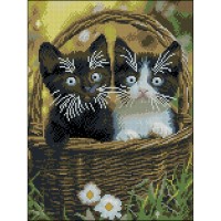 Алмазна мозаїка "Strateg" Кошенята у кошику 30х40см №FZ3040-06