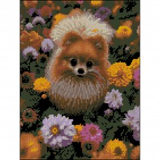 Алмазна мозаїка "Strateg" Шпіц у квітах 30х40см №ZAV3040-61