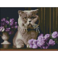 Алмазна мозаїка "Strateg" Сірий кіт 30х40см №ZAV3040-60