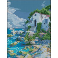Алмазна мозаїка "Strateg" Будинок біля моря 30х40см №ZAV3040-57