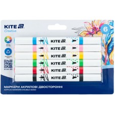 Набір маркерів акрил. двостор. "Kite" Creative №K-1293 6шт