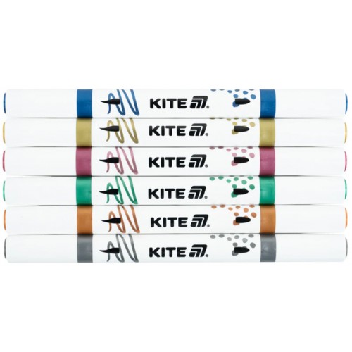 Набір маркерів акрил. двостор. "Kite" Creative №K-1294 6шт мталік