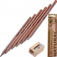 Набiр олівців графітних Marco Natural-Jumbo 6 шт з точилкою трикутна коробка (1) (12) (144) 6050-6CB