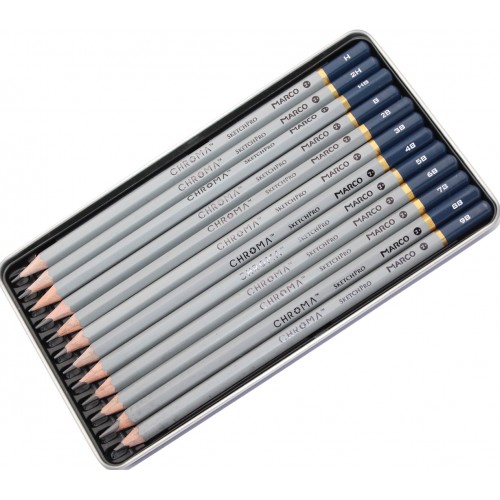 Набiр олівцiв гр. "Marco" №8015-12TN 2H-9B в метал. кор-ці(72)