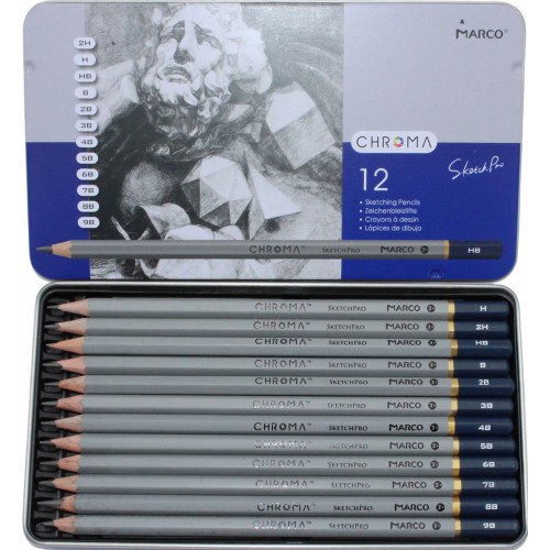 Набiр олівцiв гр. "Marco" №8015-12TN 2H-9B в метал. кор-ці(72)