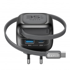 Зарядний пристрій Havit №HV-UC251 GaN 35W USB-A+Type-C+Кабель Type-C