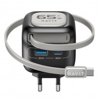 Зарядний пристрій Havit №HV-UC253 GaN 65W USB-A+Type-C+Кабель Type-C
